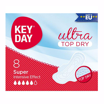 *Прокладки KEY DAY 0652/1218 ультра тонкі з крильцями ULTRA TOP DRY SUPER №8