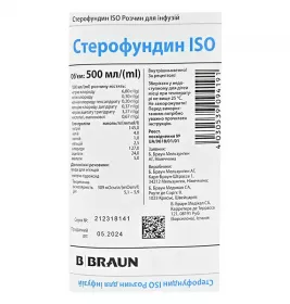Стерофундин ISO розчин для інфузій по 500 мл у контейнері 10 шт.
