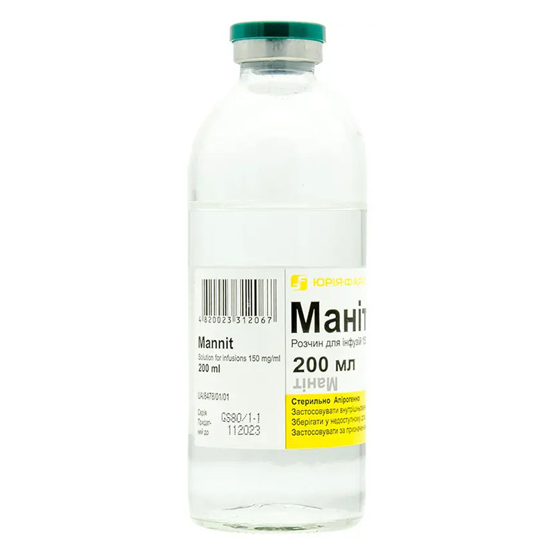 Маніт розчин для інфузій 15% по 200 мл у флаконі 1 шт. - Юрія-Фарм