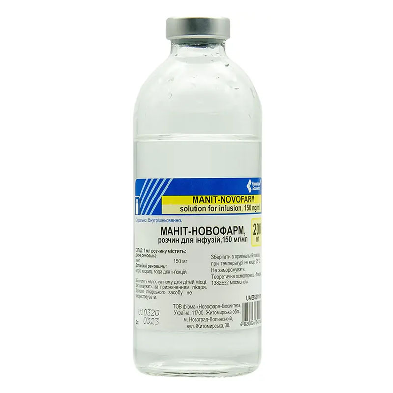 Маніт розчин для інфузій 15% по 200 мл у флаконі 1 шт. - Новофарм