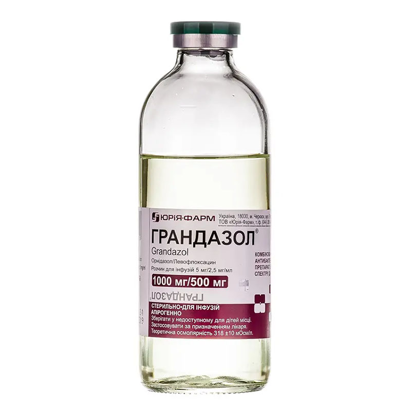 Грандазол раствор для инфузий 5 мг/2.5 мг/мл по 200 мл во флаконе 1 шт. - Юрия-фарм