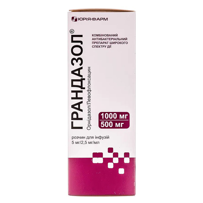 Грандазол розчин для інфузій 5 мг/2.5 мг/мл по 200 мл у флаконі 1 шт. - Юрія-Фарм