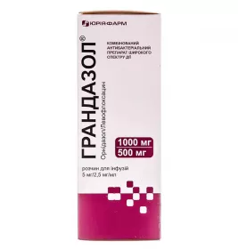 Грандазол розчин для інфузій 5 мг/2.5 мг/мл по 200 мл у флаконі 1 шт. - Юрія-Фарм