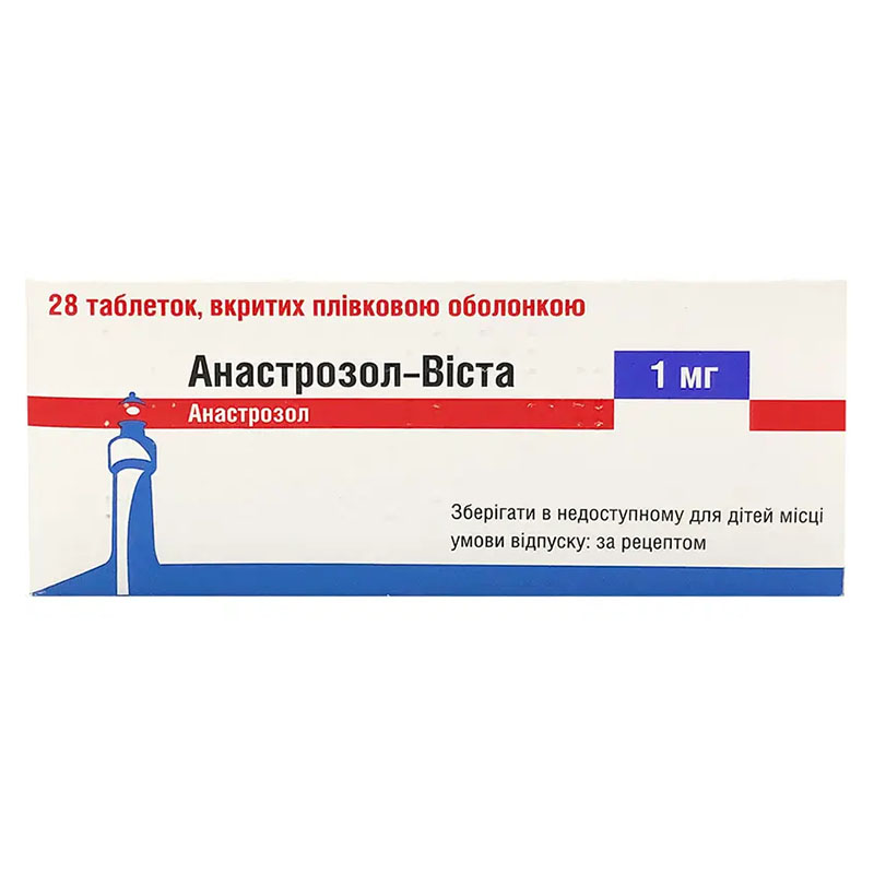Анастрозол-Виста таблетки по 1 мг 28 шт. Анастрозол-Виста таблетки по 1 мг 28 шт.