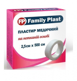 *Лейкопластир FP Family Plast медичний нетканий котушка 2,5см*5м