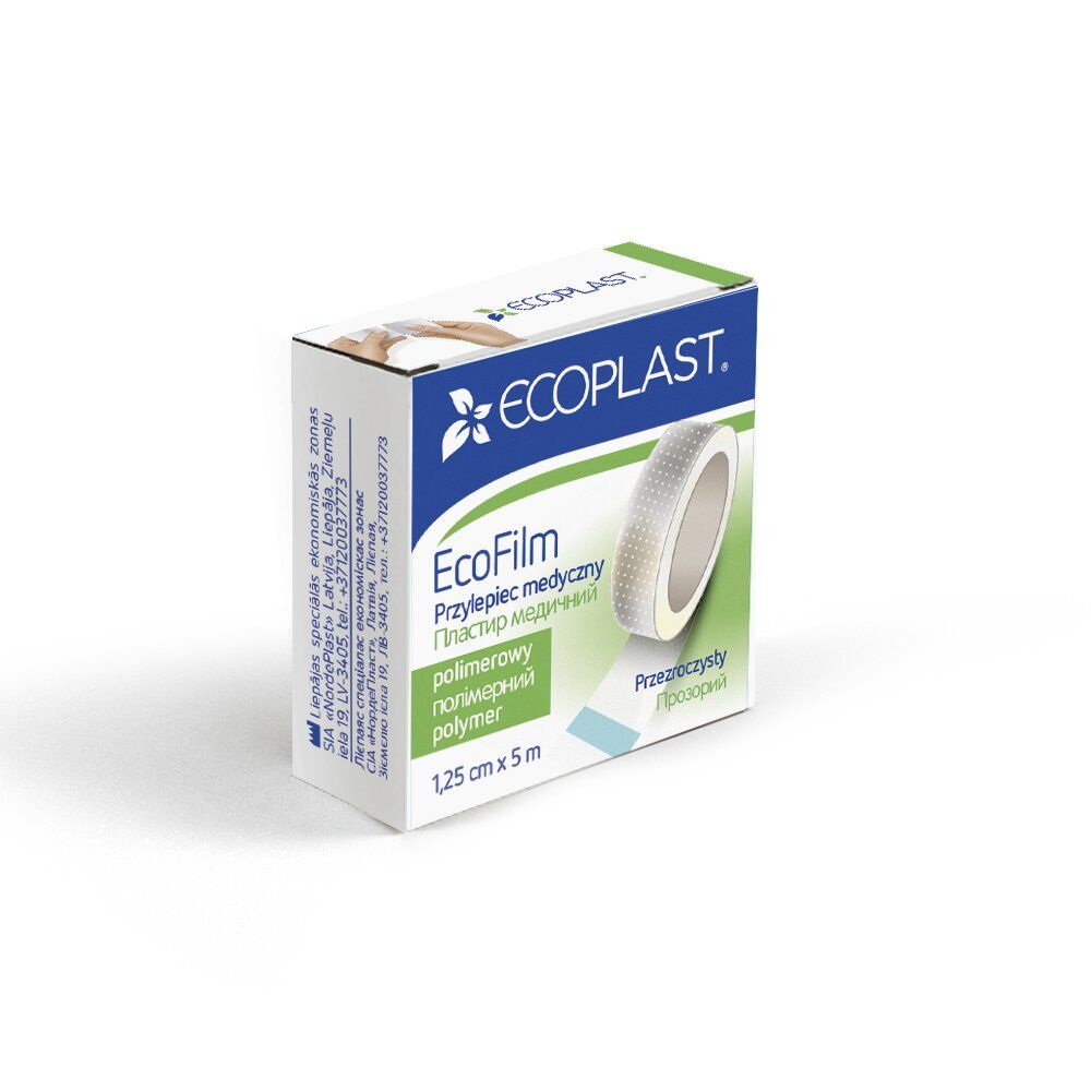*Лейкопластир ECOPLAST ЕкоФілм полімерний водостійкий котушка 1,25 см x 5 м