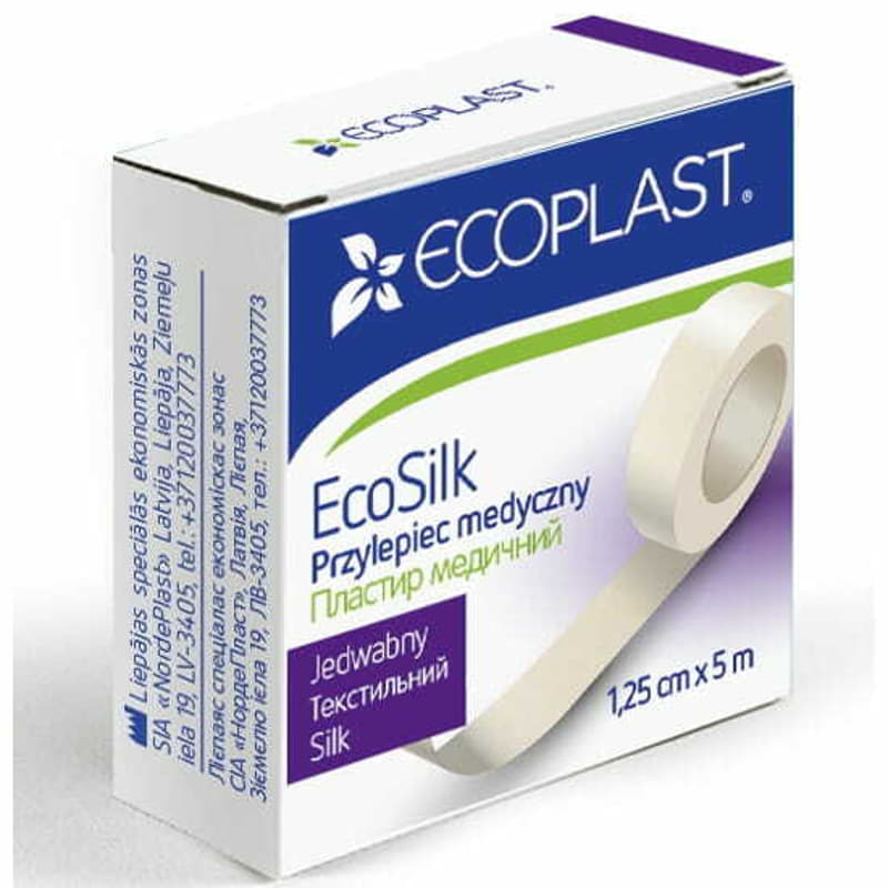 *Лейкопластир ECOPLAST ЕкоСілк текстильний котушка 1,25см*5м