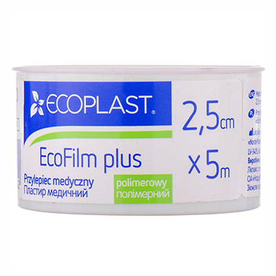 *Лейкопластир ECOPLAST ЕкоФілм полімерний водостійкий котушка 2,5см*5м