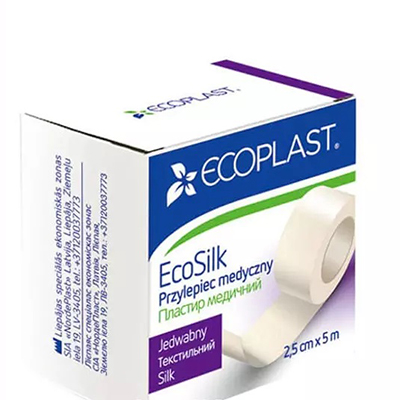 *Лейкопластир ECOPLAST ЕкоСілк текстильний котушка 2,5см*5м (папер.)