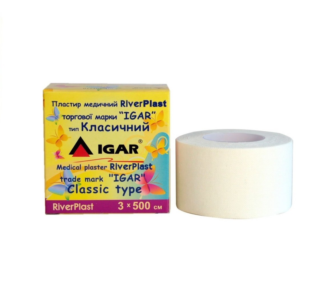 *Лейкопластир River Plast 3x500 класич.бавовн.осн.