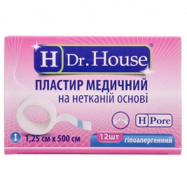 *Лейкопластырь H Dr.House катушка нетканая основа 1,25 см*5 м картон.упак.