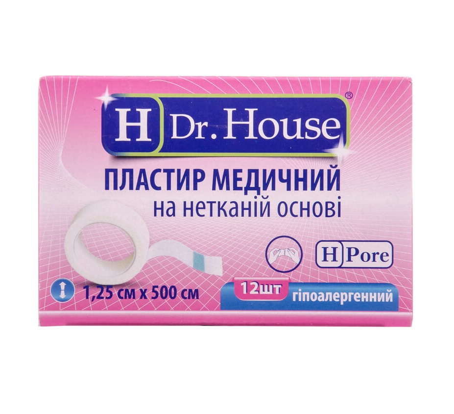 *Лейкопластир H Dr.House котушка неткана основа 1,25 см*5 м картон.упак.
