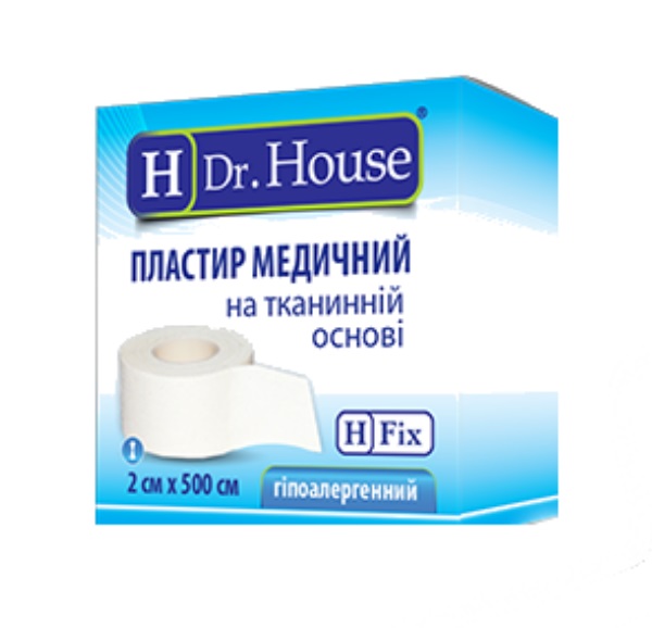 *Лейкопластир H Dr.House котушка тканинна основа 2 см*5 м картон.упак.