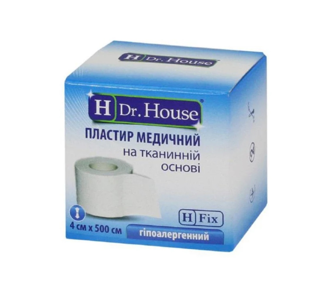 *Лейкопластир H Dr.House котушка тканинна основа 4 см*5 м картон.упак.