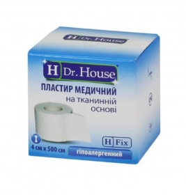 *Лейкопластир H Dr.House котушка тканинна основа 4 см*5 м картон.упак.