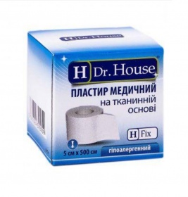 *Лейкопластырь H Dr.House катушка тканевая основа 5 см*5 м картон.упак.