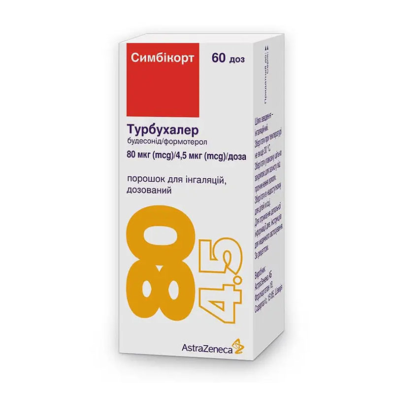 Симбикорт Турбухалер порошок 80 мкг/4,5 мкг по 60 доз в ингаляторе 1 шт. Симбикорт Турбухалер порошок 80 мкг/4,5 мкг по 60 доз в ингаляторе 1 шт.