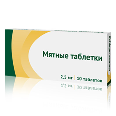 Мятные таблетки по 2,5 мг 10 шт. - Фитофарм Мятные таблетки по 2,5 мг 10 шт. - Фитофарм