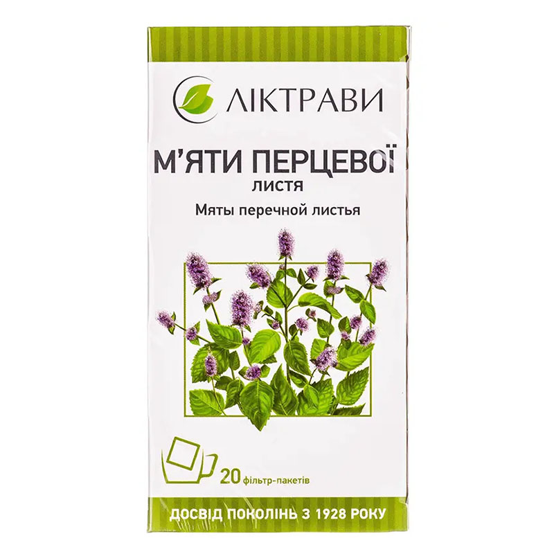М'яти перцевого листя по 1,5 г у фільтр-пакетиках 20 шт. - Лектрави