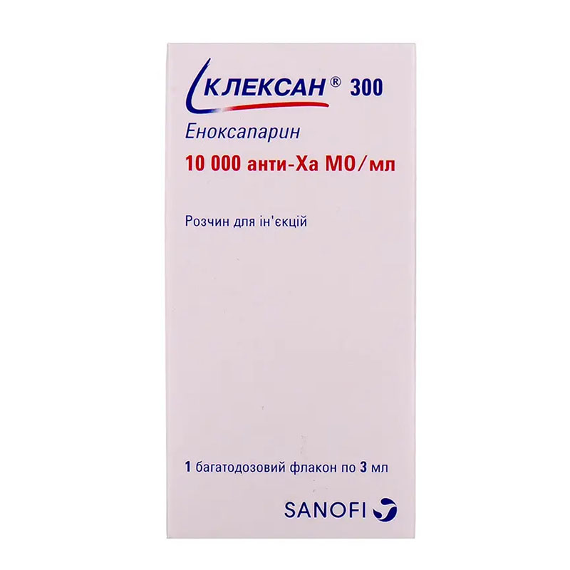 Клексан 300 розчин для ін'єкцій 10000 анти-Ха МЕ/мл по 3 мл у флаконі 1 шт.