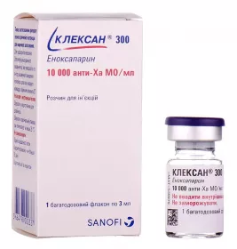 Клексан 300 розчин для ін'єкцій 10000 анти-Ха МЕ/мл по 3 мл у флаконі 1 шт.