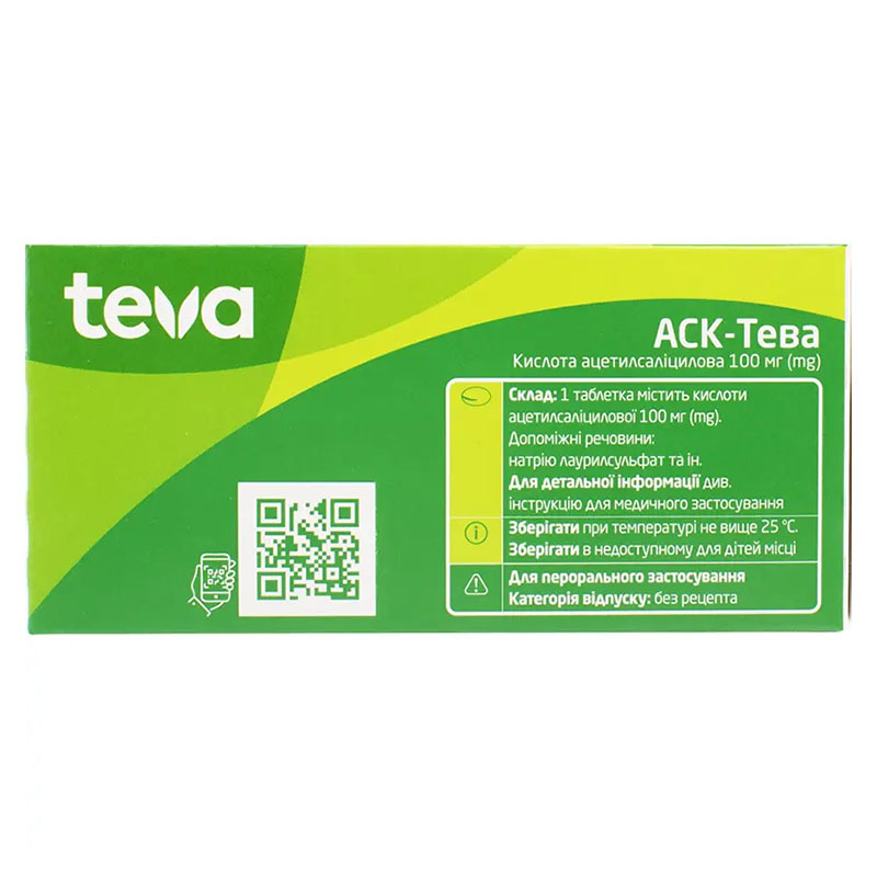 АСК-Тева таблетки по 100 мг 30 шт. (10х3)