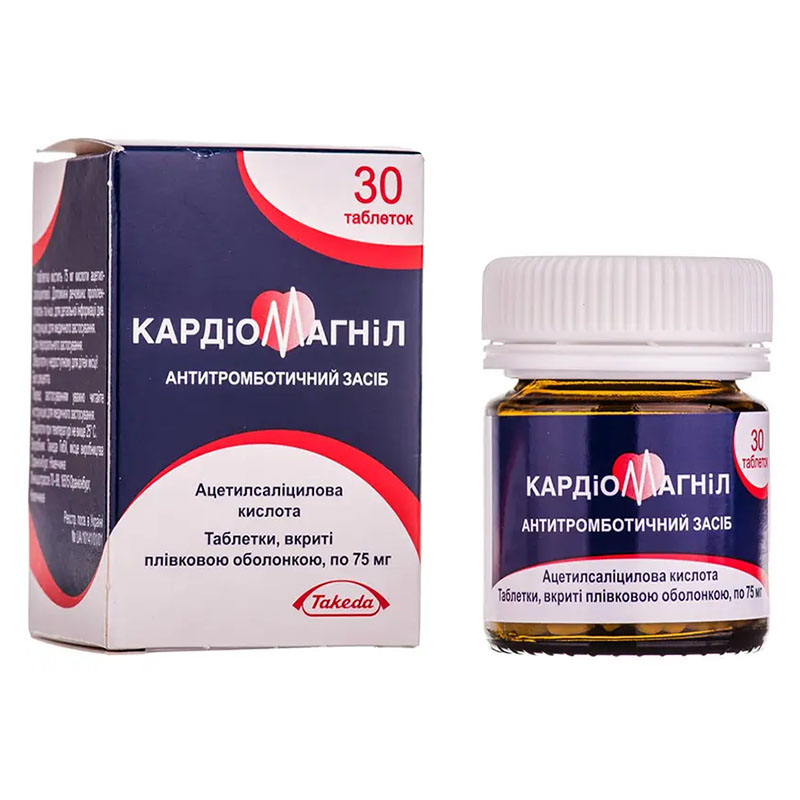 Кардіомагніл таблетки по 75 мг 30 шт. у флаконі