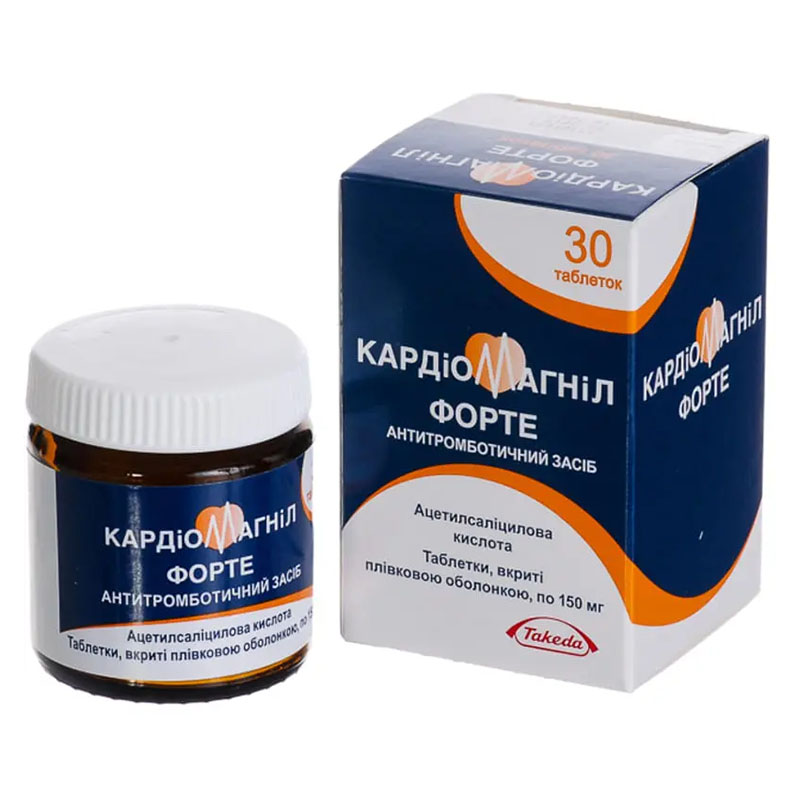 Кардіомагніл форте таблетки по 150 мг 30 шт. у флаконі