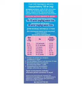 Парацетамол Бебі для дітей суспензія 120мг/5мл по 100 мл у флаконі 1 шт. - Здоров'я