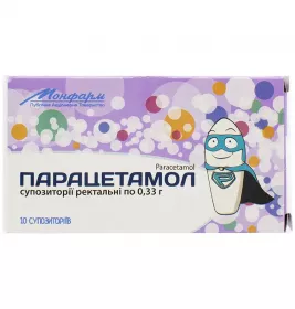 Парацетамол свічки по 0,33 г 10 шт. - Монфарм