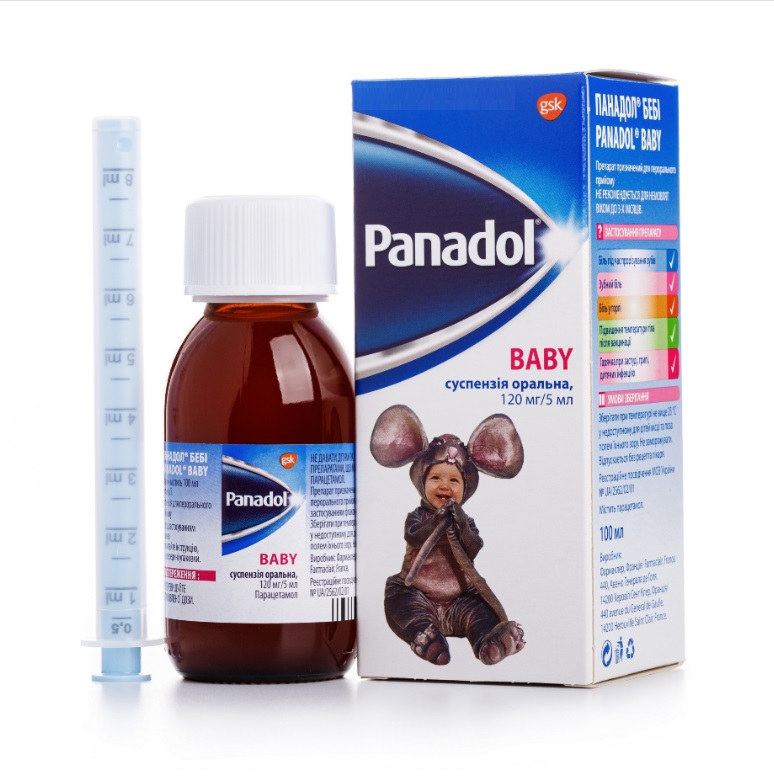 Панадол Бебі суспензія 120 мг/5 мл по 100 мл у флаконі 1 шт.