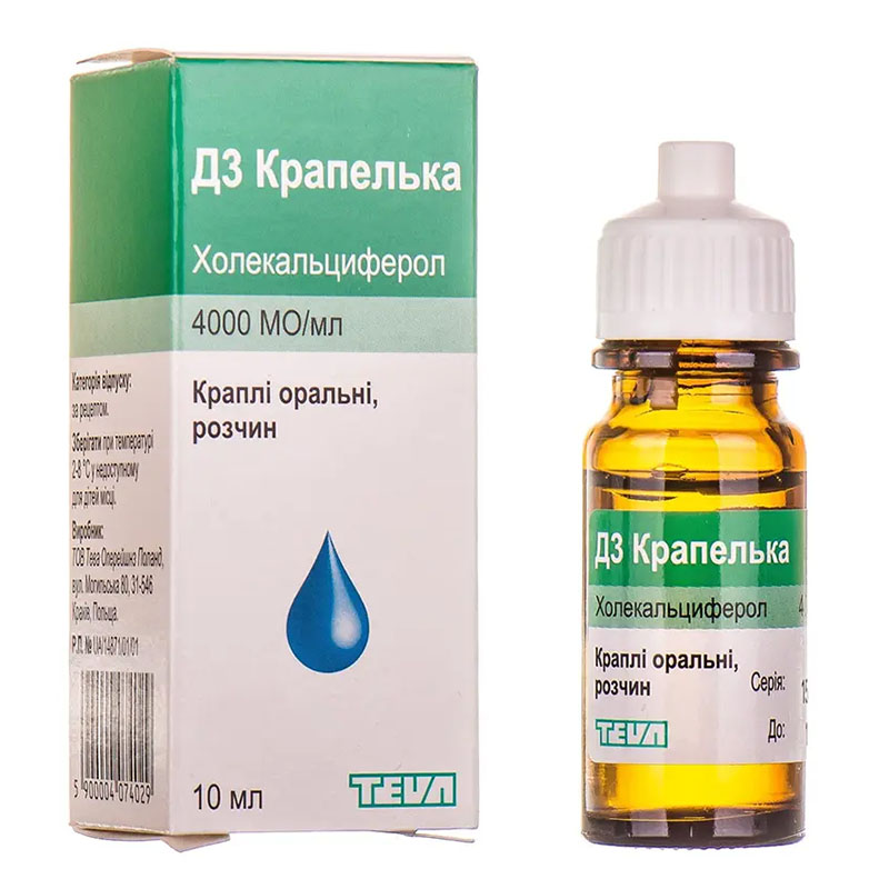 Д3 крапелька краплі 4000 МО/мл по 10 мл у флаконі 1 шт.