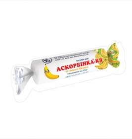Аскорбінка-КВ таблетки зі смаком банана по 25 мг №10