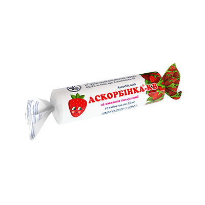 Аскорбинка-КВ таблетки со вкусом клубники по 25 мг 10 шт. Аскорбинка-КВ таблетки со вкусом клубники по 25 мг 10 шт.