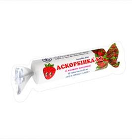 Аскорбінка-КВ таблетки зі смаком полуниці по 25 мг №10