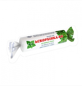 Аскорбінка-КВ таблетки зі смаком м'яти по 25 мг №10