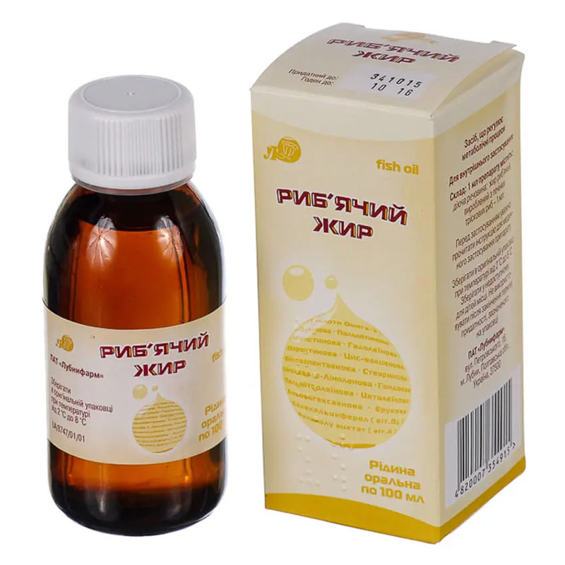 Риб'ячий жир олія по 100 мл у флаконі 1 шт. - Лубнифарм