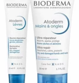 *Набір Bioderma Атодерм бальзам для губ 15мл+ крем для рук 50мл