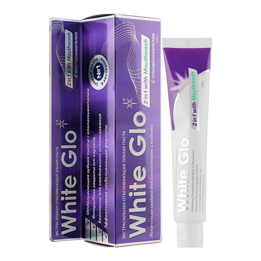 *Зубная паста White Glo відбілююча 2в1 з ополіскувачем 100г