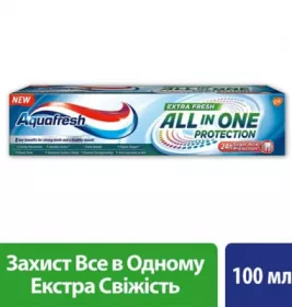 Зубна паста Аквафреш Защита Захист Все в Одному Екстра Свіжість 100мл