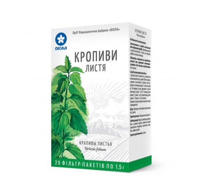 Кропиве листя по 1.5 г у фільтр-пакетиках 20 шт. - Віола