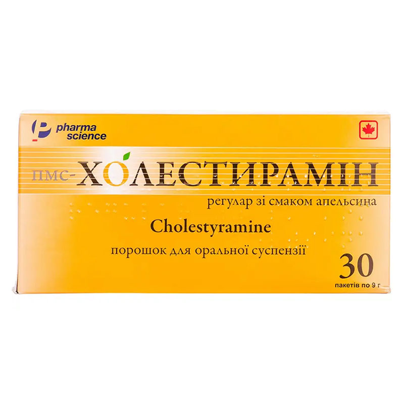 ПМС-Холестирамін регулар апельсин порошок 4 г/9 г по 9 г у пакеті 30 шт.