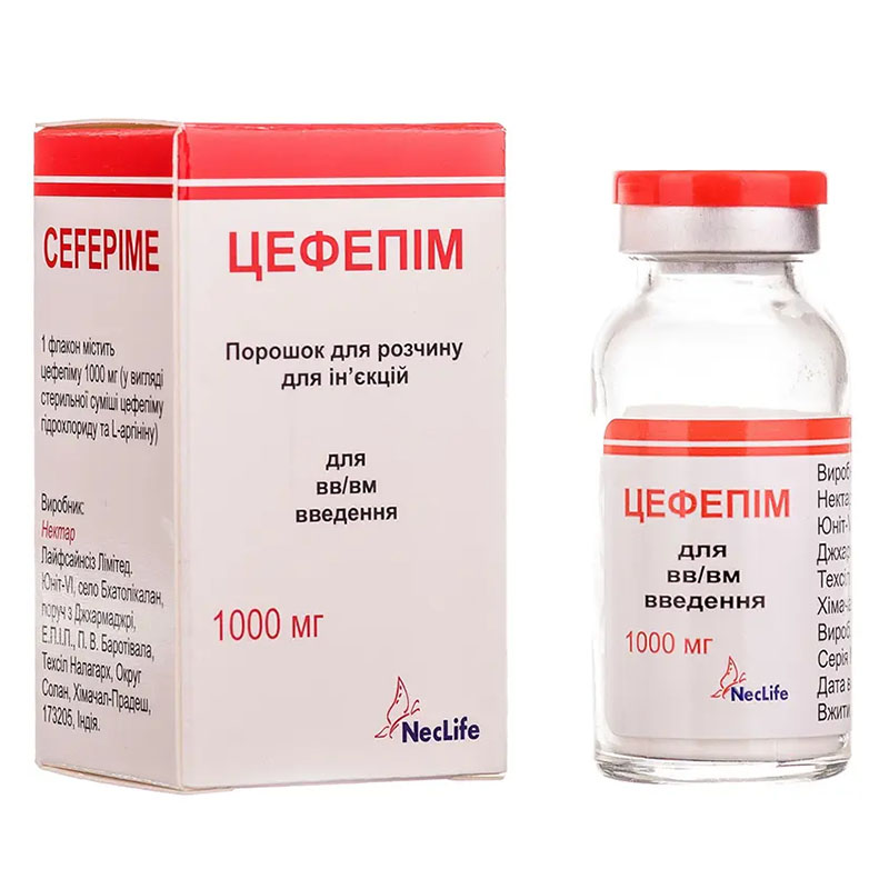 Цефепім порошок по 1000 мг у флаконі 1 шт.