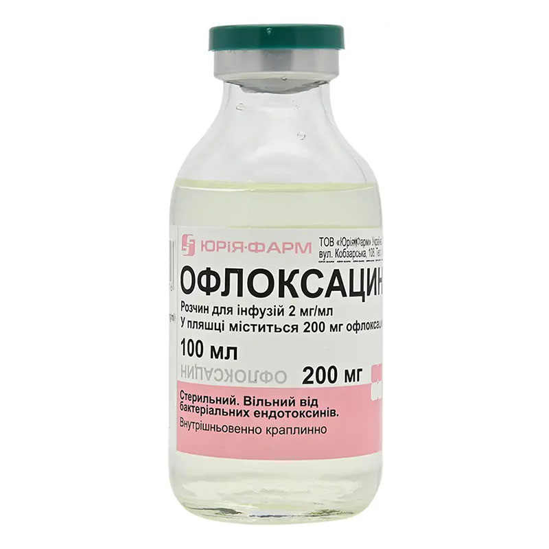 Офлоксацин раствор для инфузий 0,2% по 100 мл во флаконе 1 шт. - Юрия-Фарм Офлоксацин раствор для инфузий 0,2% по 100 мл во флаконе 1 шт. - Юрия-Фарм