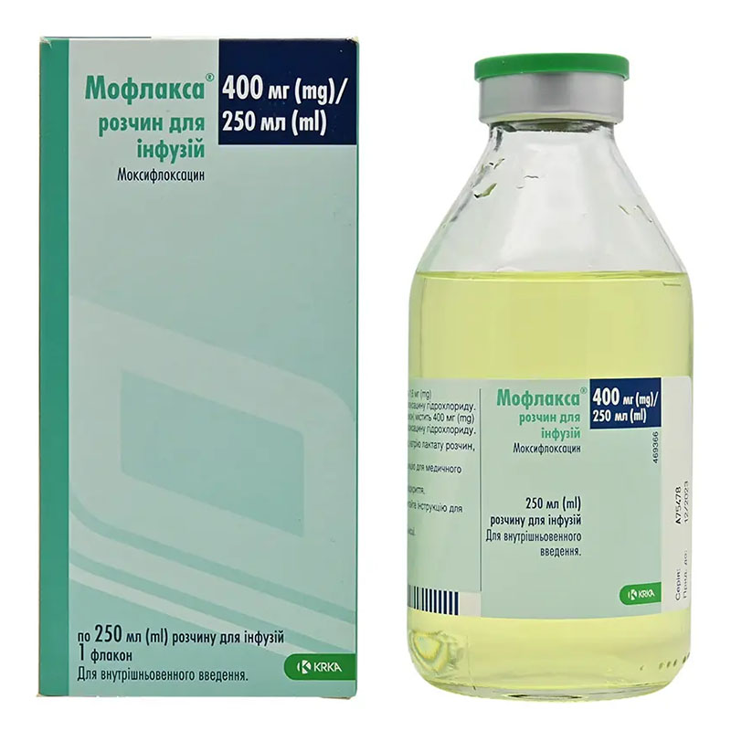 Мофлакса раствор для инфузий 400 мг/250 мл по 250 мл во флаконе 1 шт.