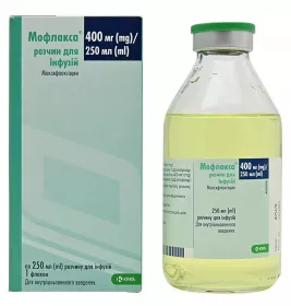 Мофлакса раствор для инфузий 400 мг/250 мл по 250 мл во флаконе 1 шт.