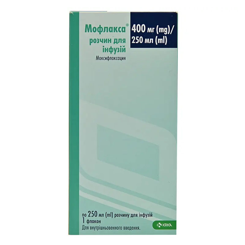Мофлаксу розчин для інфузій 400 мг/250 мл по 250 мл у флаконі 1 шт.