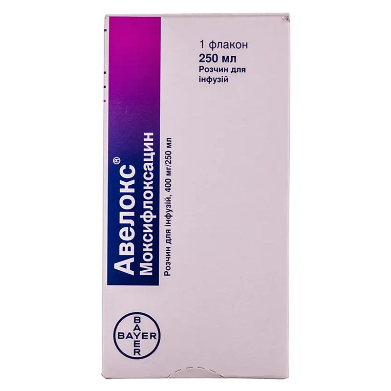 Авелокс розчин для інфузій 400 мг/250 мл по 250 мл у флаконі