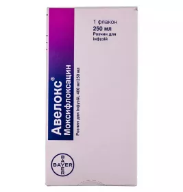 Авелокс розчин для інфузій 400 мг/250 мл по 250 мл у флаконі