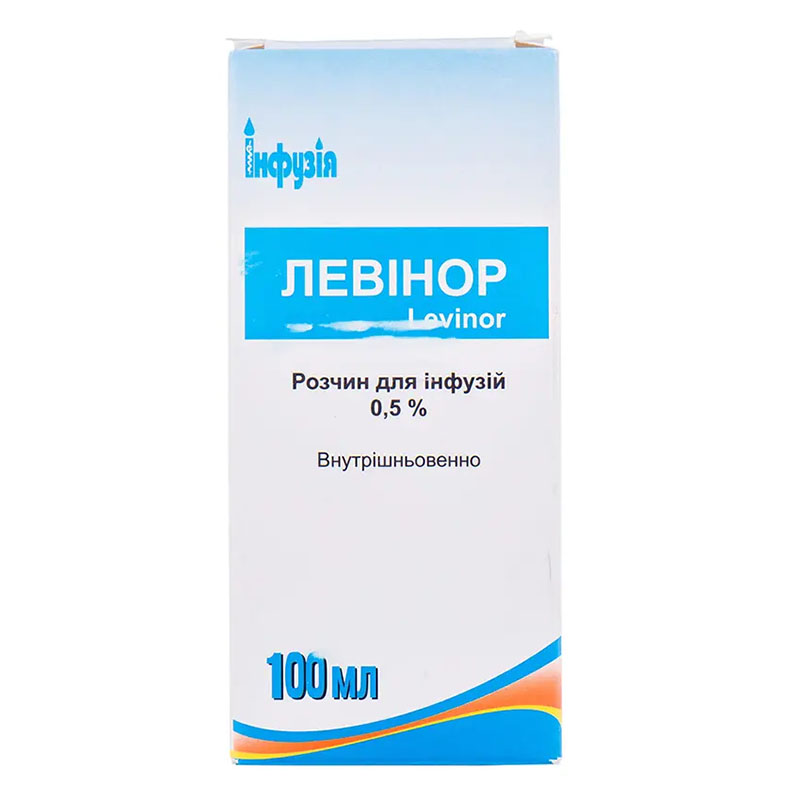 Левинор раствор для инфузий 0.5% по 100 мл в бутылке